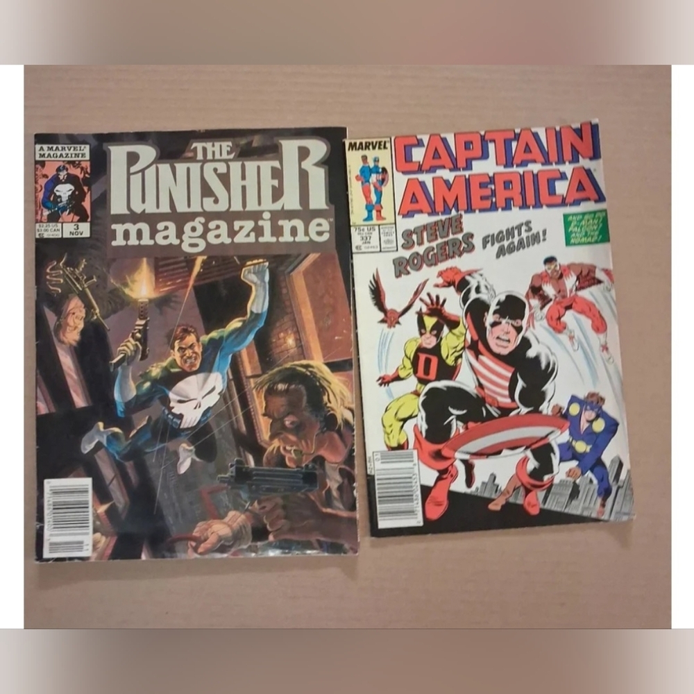 MARVEL Comics Lot of 2 "The Punisher" and "Captain America" 1980's Vintage